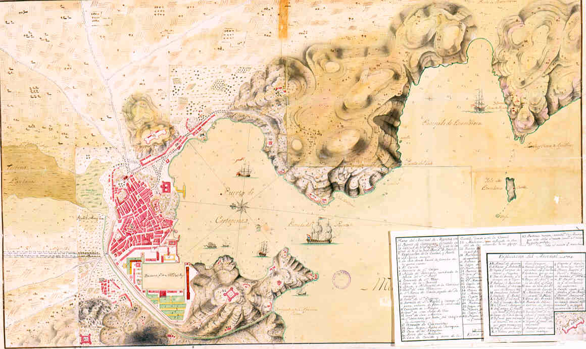 Plano del Arsenal de Marina en el Puerto de Cartagena.